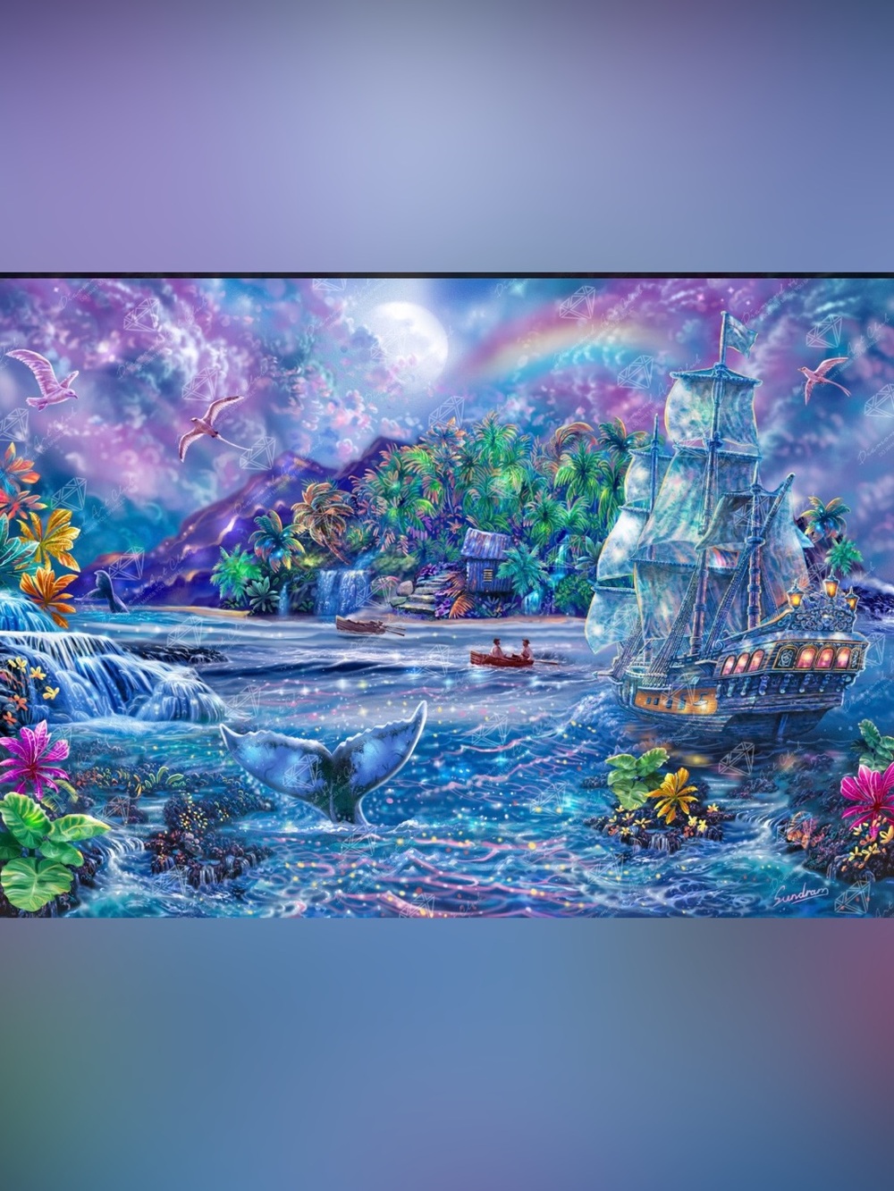 DIY Diamond Art Kit - Moonlight Paradise (Blue/Purple)